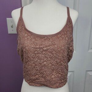 Old Navy Brown Lace Crop Tank Top